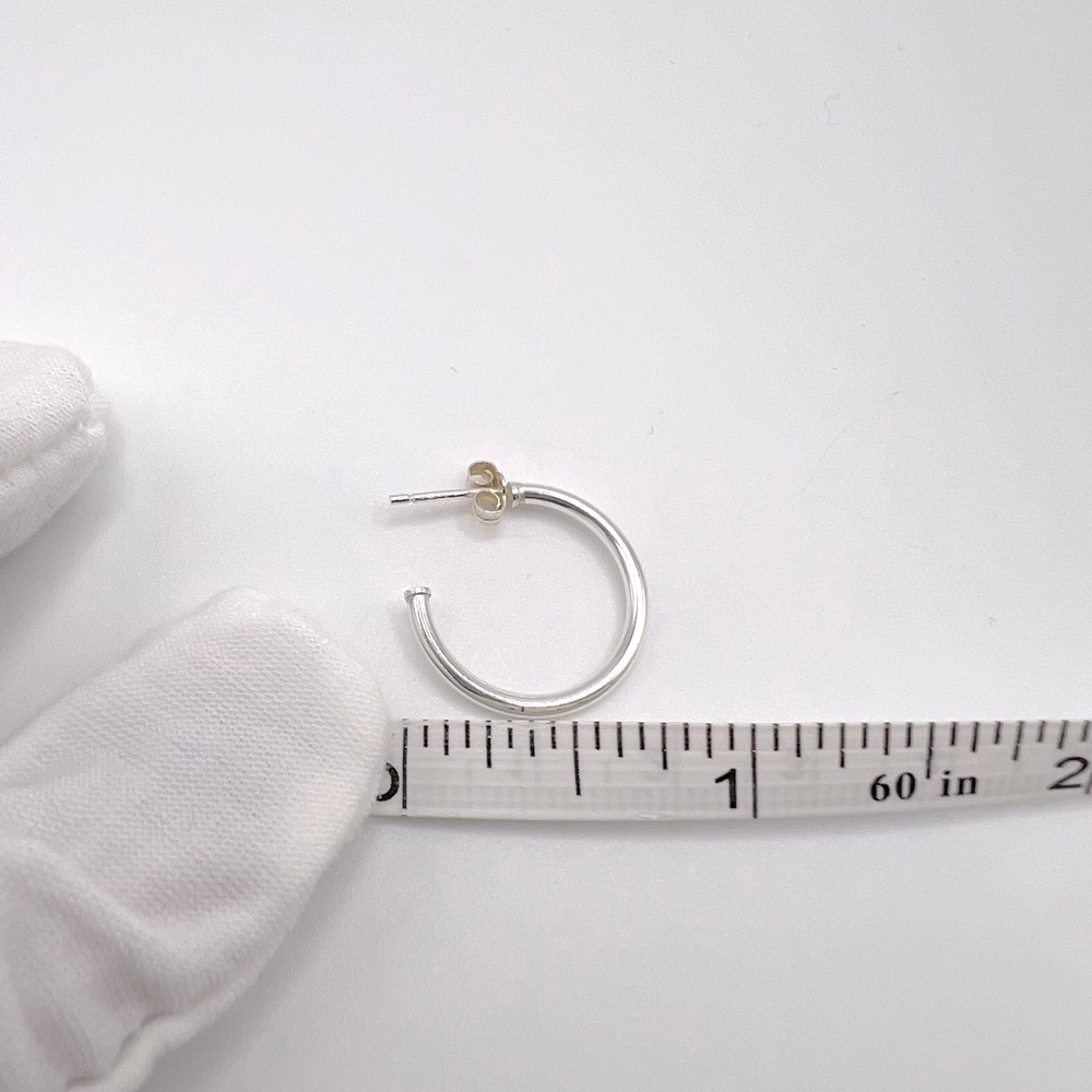 .925 Sterling Silver 19mm x 2mm Post Hoop Earrings - Picture 14 of 15